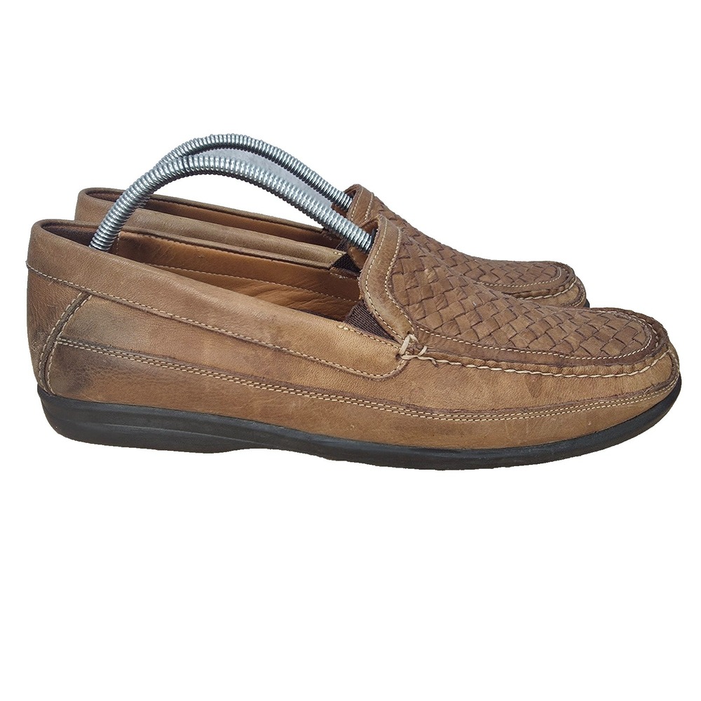 Johnston &‎ Murphy Loafers Mens 11 M Brown Weave Leather Slip On Shoes Brazil